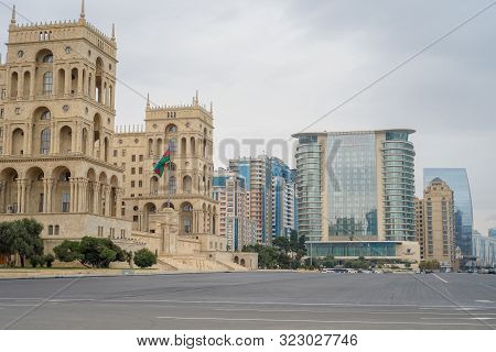 October 22, 2018 - Baku Azerbaijan, Freedom Square, Government House Of Azerbaijan, Prospect For Oil