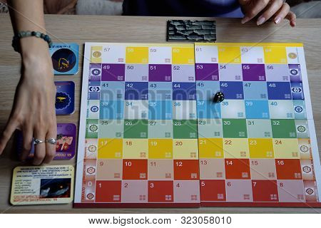 Nizhny Novgorod, Russia - August 02, 2019: Russian Transformational Game Lila Chakra. Playing Field.