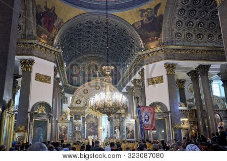St. Petersburg, Russia - September 12, 2019: Preparation For A Religious Procession, Prayer In The K
