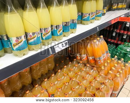 Pomorie, Bulgaria - September 06, 2019: Inside A Lidl Store. Lidl Stiftung & Co. Kg Is A German Glob