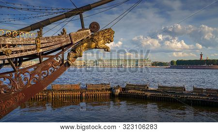 Hermitage Museum And Neva River In St Petersburg, View From Petrograd Side