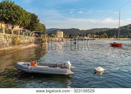 Promenade On The Shore Of Lake Maggiore In Laveno Mombello, Province Of Varese, Italy