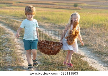 Summer At Countryside. Eco Farm For Kids. Eco Life. Nature And Children Lifestyle. Summer Leisure. C