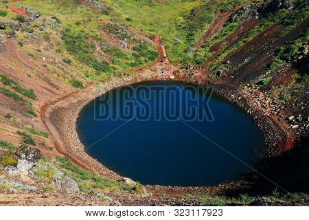 Kerid crater volcanic lake in Iceland, Europe