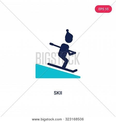 skii icon in two color design style.