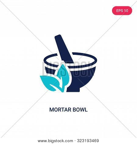 mortar bowl icon in two color design style.
