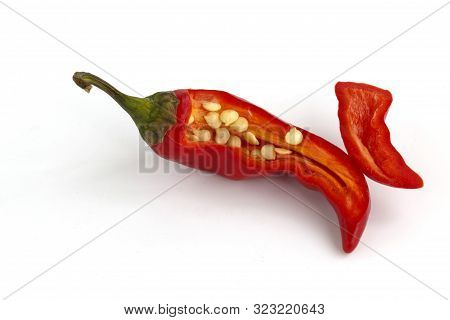 Red Hot Pepper Pod Isolated On White Background