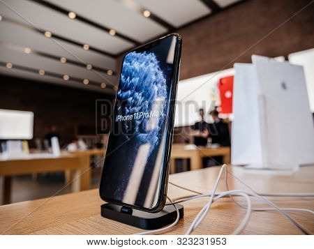Paris, France - Sep 20, 2019: The New Iphone 11 Pro Max Displayed In Apple Store As The Smartphone B