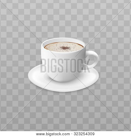 Cup Of Cream Coffee Or Cappuccino Side View 3d Vector Illustration Isolated.