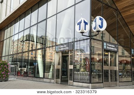 Stockholm, Sweden. September 2019. The T-centralen Metro Station Entrance
