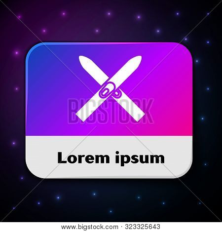 White Ski And Sticks Icon Isolated On Black Background. Extreme Sport. Skiing Equipment. Winter Spor