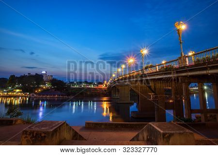 The Color Of Night Traffic Light On The Road On The Bridge (eka Thot Sa Root Bridge) In Phitsanulok,