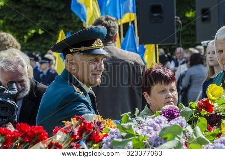 Lutsk , Ukraine, May 9, 2014: Victory Day, People Column