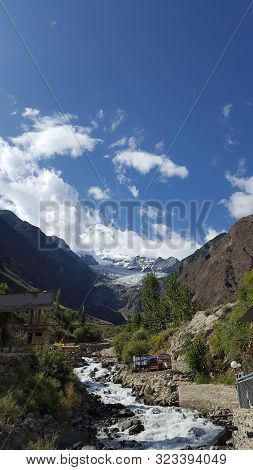 Rakaposhi - Majestic And Beautiful Mountain Peak Rakaphoshi, From Rakaposhi View Point With Blue Sky