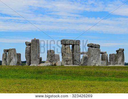 Stonehenge On A Clear Summers Day With Bright Blue Skies