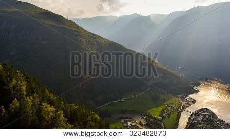 View From The Lookout Above The Fjord In Norway.