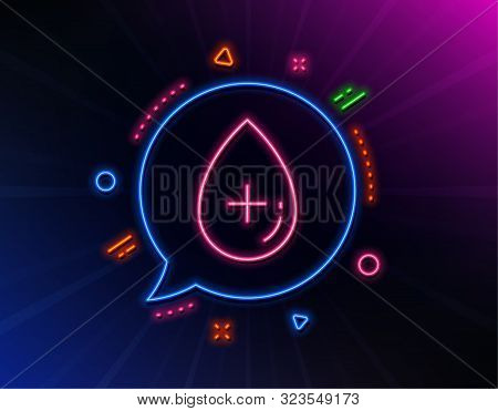 Oil Serum Line Icon. Neon Laser Lights. No Artificial Colors Sign. Organic Product Symbol. Glow Lase