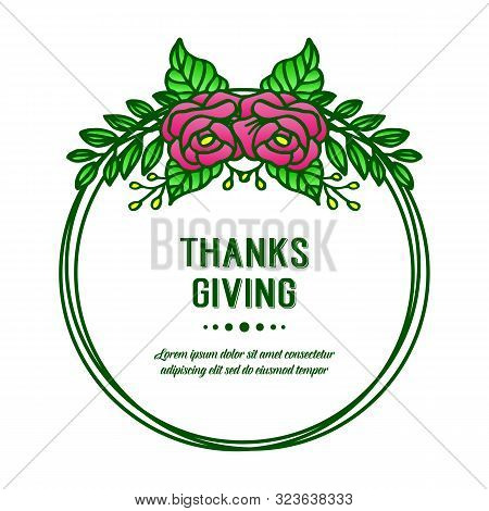 Card Collection Thanksgiving, With Shape Cirlcle Of Rose Flower Frame. Vector