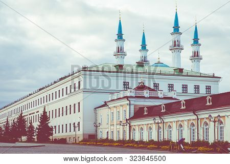 Kazan, Russia - September 08, 2019: Kul Sharif Mosque Is The Main Symbol Of Kazan And Touristic Attr