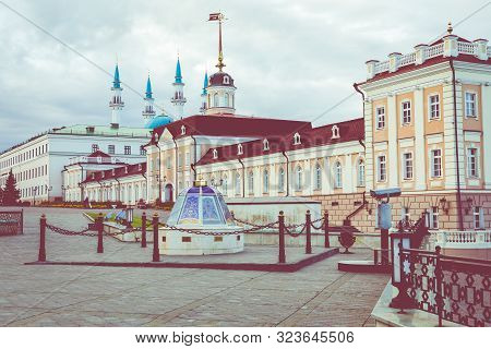 Kazan, Russia - September 08, 2019: Kul Sharif Mosque Is The Main Symbol Of Kazan And Touristic Attr