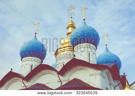 Kazan, Russia - September 08, 2019: Kul Sharif Mosque Is The Main Symbol Of Kazan And Touristic Attr