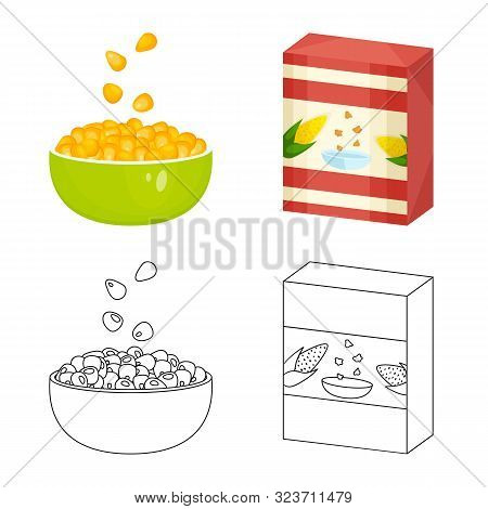 Vector Design Of Cornfield And Vegetable Logo. Set Of Cornfield And Vegetarian Vector Icon For Stock