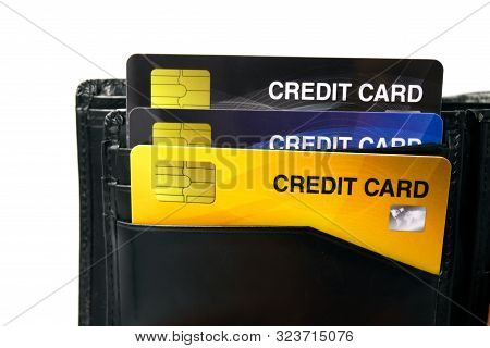 Mockup Credit Card, The Popular Payment Method With Plastic And Chipcard Card Close Up Shot And Isol