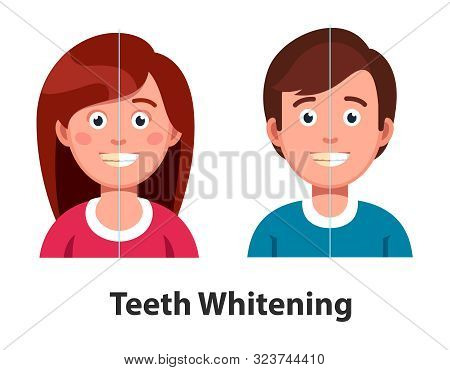 Man And Woman Before And After Teeth Whitening