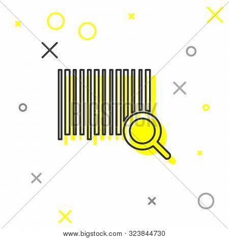 Grey Line Search Barcode Icon Isolated On White Background. Magnifying Glass Searching Barcode. Barc