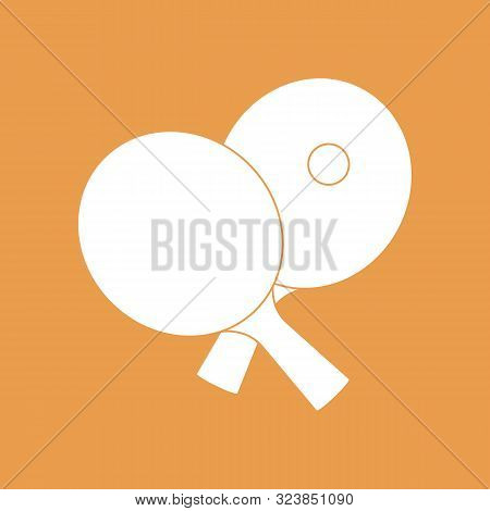 Vector Illustration With Sports Equipment For Table Tennis. Two Crossed Ping Pong Rackets And Ball. 