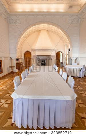 Koreiz, Crimea - July 7. 2019. White Dining Room In Princes Yusupov Palace
