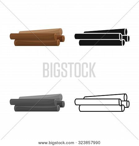 Vector Illustration Of Log And Oak Symbol. Set Of Log And Stacked Vector Icon For Stock.
