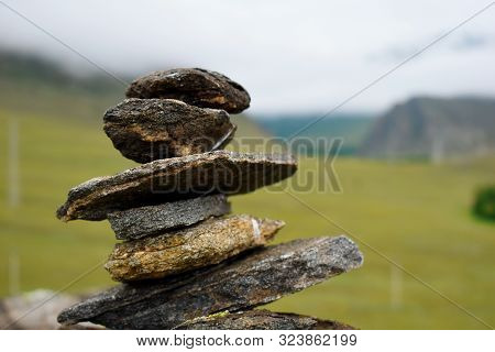 Tremendous Picturesque Landscape With Mountains, Emerald Greens And Stones. Picturesque Summer Mount