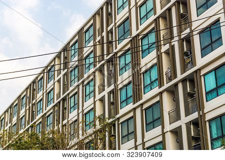 Modern Condominium Building In The City Sky Cloud Background