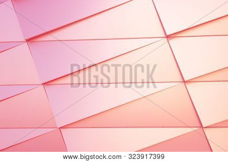 Abstract Geometric Pink Textured Background. Wall With Lines And Triangle Shapes