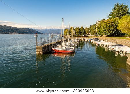 Pier Of Ispra On The Coast Of Lake Maggiore, Lombardy, Italy
