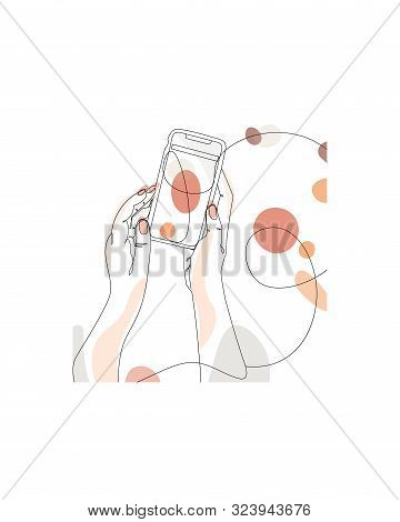 Continuous Single Non-painted One-line Intertwined Hands Of A Woman Drawn By Hand Picture Silhouette