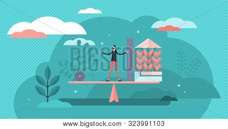 Balance Vector Illustration. Flat Tiny Weight, Accounting Or Ability Persons Concept. Universal Visu