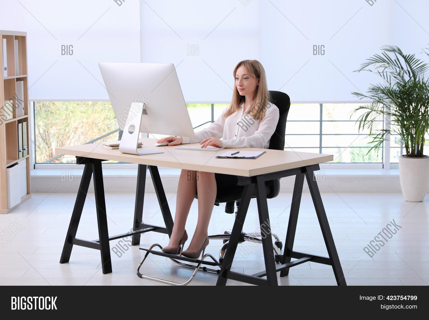 Woman Using Footrest Image & Photo (Free Trial) Bigstock