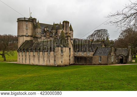 Inverurie, Scotland, Uk - 06 February, 2016: The Rear Side Of Ancient Castle Fraser In Sauchen, Inve