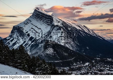 Mount Rundle And Banff In Alberta Canada As Seen From Mount Norquay