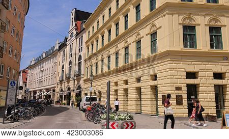 Pedestrian Zone In Munich On A Sunny Day - City Of Munich, Germany - June 03, 2021