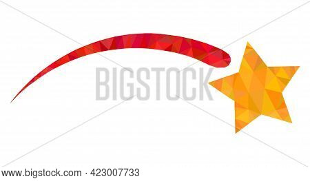 Low-poly Falling Star Designed With Scattered Filled Triangles. Triangle Falling Star Polygonal Icon