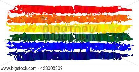 Low-poly Lgbt Flag Constructed With Chaotic Filled Triangles. Triangle Lgbt Flag Polygonal Symbol Il