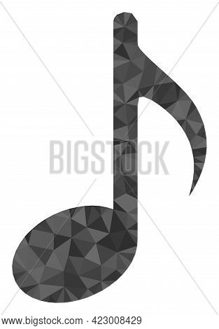 Low-poly Music Note Constructed Of Randomized Filled Triangles. Triangle Music Note Polygonal Icon I