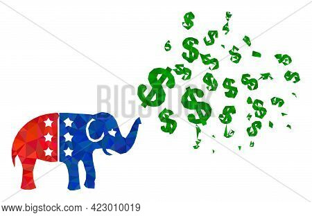 Low-poly Elephant Stimulus Dollars Combined With Randomized Filled Triangles. Triangle Elephant Stim