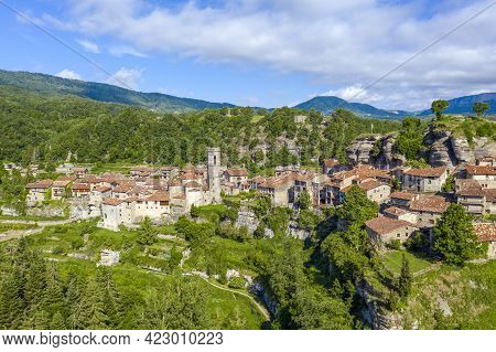 Overview Of Rupit, A Medieval Village In The Middle Of Nature. Catalonia, Osona Spain