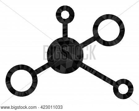Low-poly Central Hub Constructed With Chaotic Filled Triangles. Triangle Central Hub Polygonal Icon 