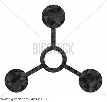 Low-poly Atom Links Constructed With Randomized Filled Triangles. Triangle Atom Links Polygonal Icon