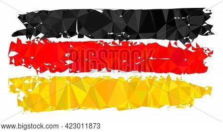 Low-poly Germany Flag Combined With Scattered Filled Triangles. Triangle Germany Flag Polygonal Icon